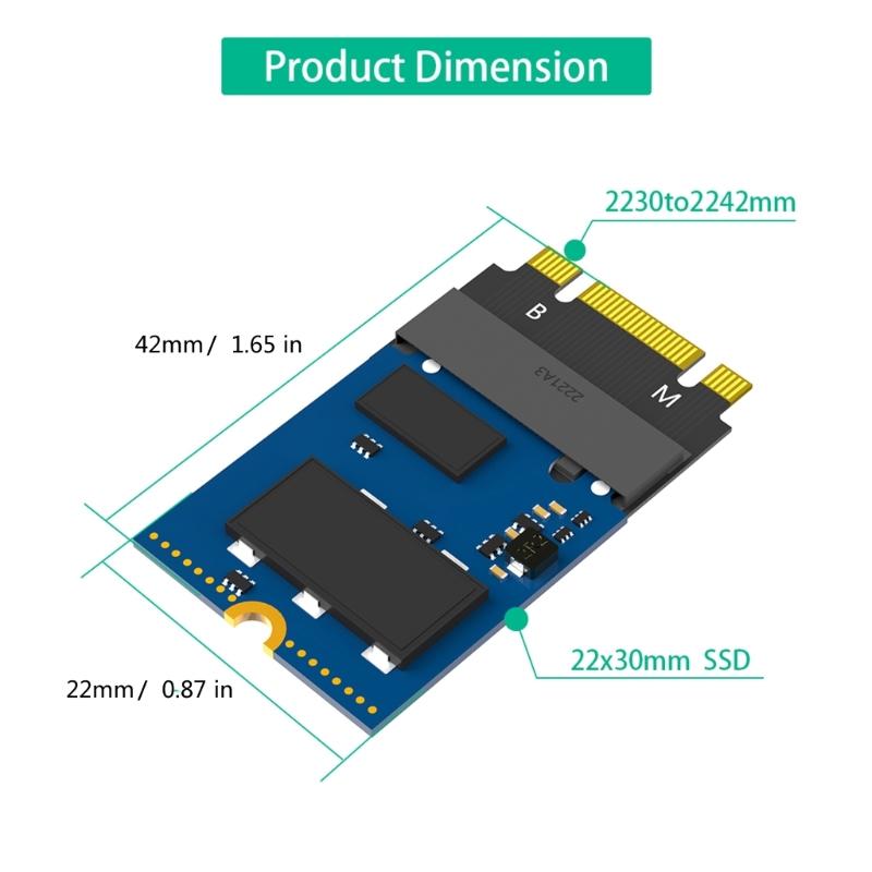 M.2 NVME M Key B+M 2230 To 2242 Extension Adapter Extension Board Replacement for T470 T480 L480 T580 X270 X280