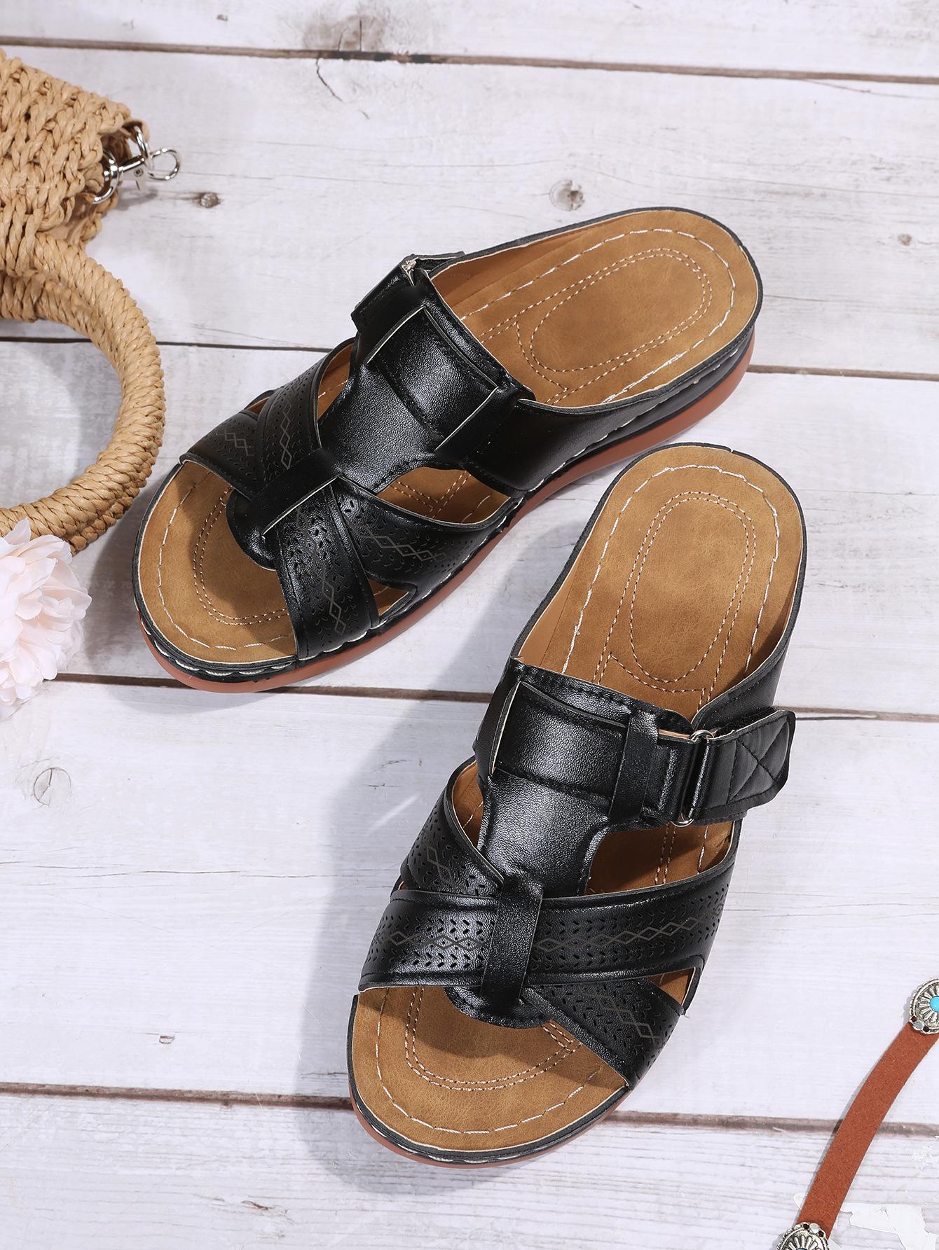 

Большие размеры повседневные женские тапочки однотонные на платформе с перекрестными ремешками женские туфли 42 чёрный