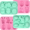 4 Pack Easter DIY Molds, Bunny Half Egg Shaped Non-stick Silicone Molds for DIY Handmade Soap Decoration