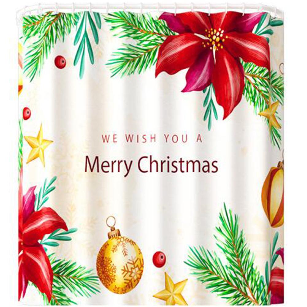 Merry Christmas Bell Printing Shower  Curtain 180*180cm Bathroom Curtain