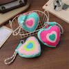 Colorful Love Heart Storage Bag Mobile Phone Lanyard Wallet Zipper Coin Purse Earphone Bag Anti Loss Key Chain Backpack Pendant