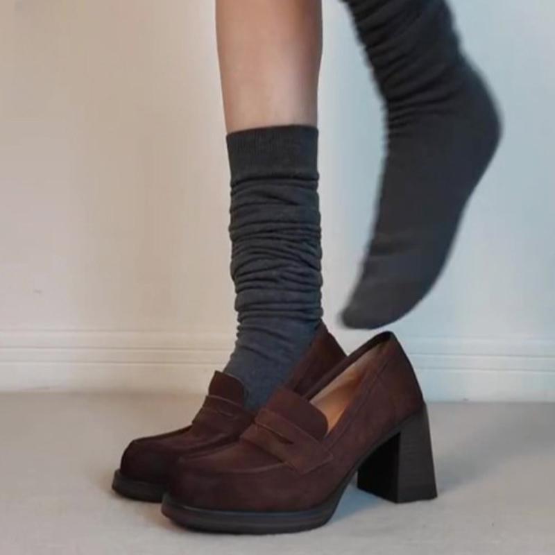 Chaussures Mary Jane Plateforme Talon Épais Bout Carré Vintage pour Femmes Chaussures de Ville Élégantes à Enfiler pour Dames Escarpins pour Dames Printemps 2026