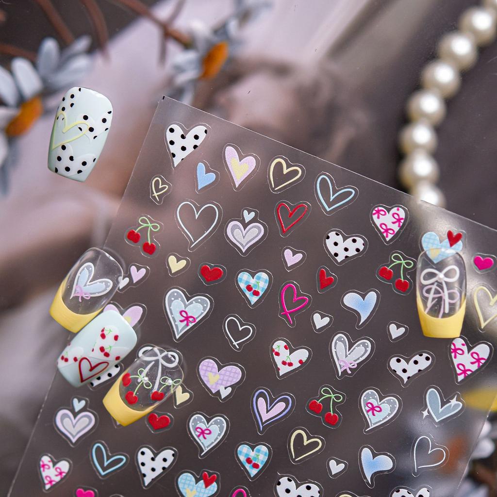1pcs 5D Colorful Star Bow Nail Art Decoration Stickers Thin Charms Accessory Stickers Nails Back Adhesive Nails Decals DIY
