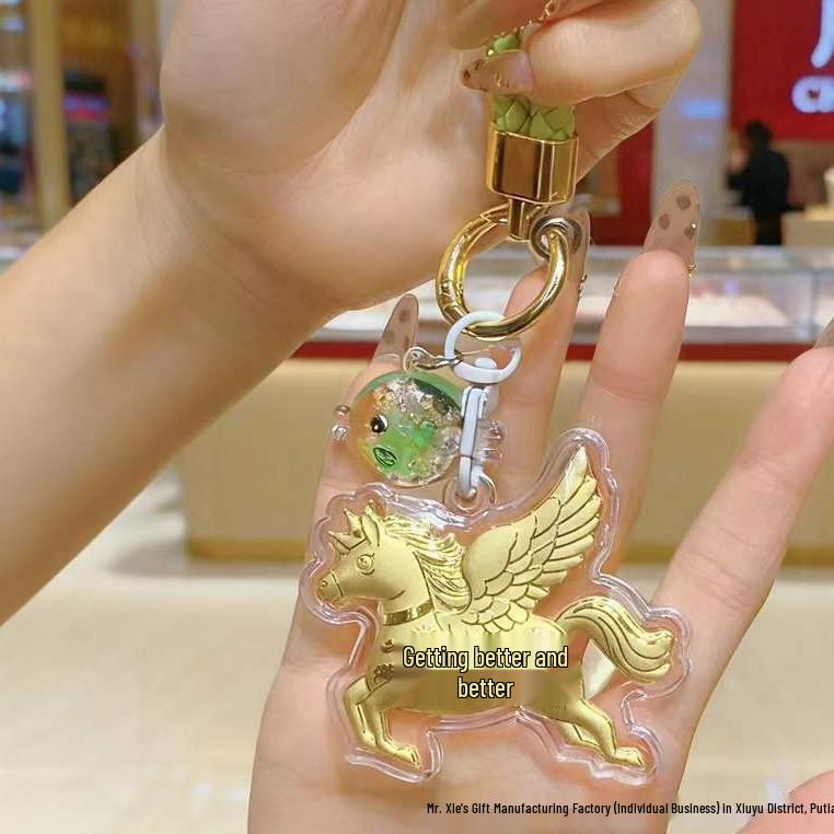 Pegasus 999 Pure Gold Keychain Princess Pendant - Good Luck New Year Gift