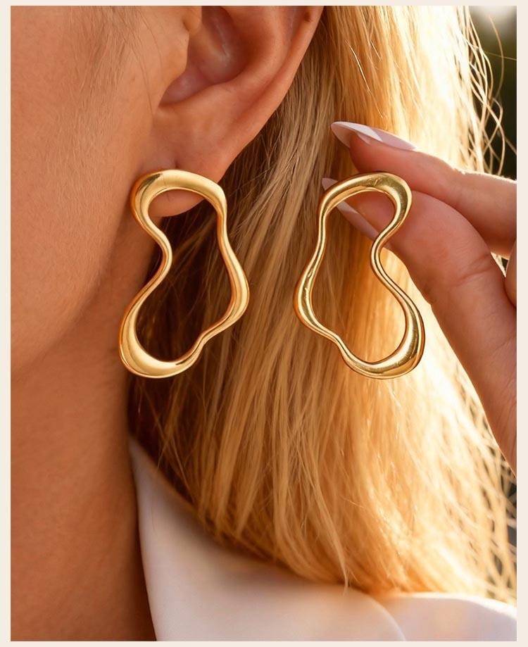 Unique Stainless Steel Stud Earring for Women, 18K Gold Color Plated Geometric Statement Earring Jewelry Wholesale