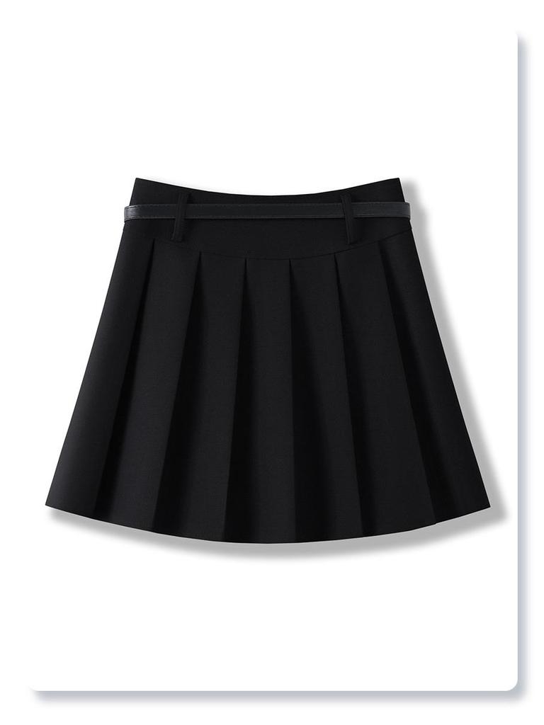 2025 College Style Pleated A-Line High Waist Slimming Skirt - Small Size, Versatile Midi & Short Options for Women