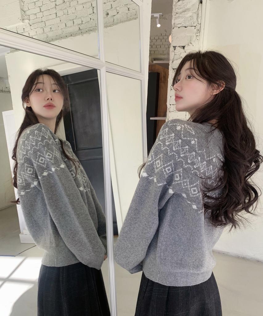 AHWE Wool Jacquard Round Knit_Gray