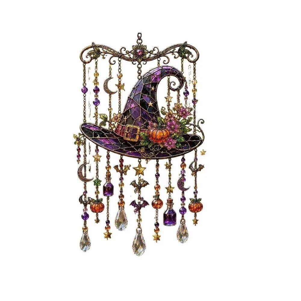 Carillon à vent fantôme suspendu Carillon à vent lumineux d'Halloween Ornement suspendu Intérieur Mur Porte