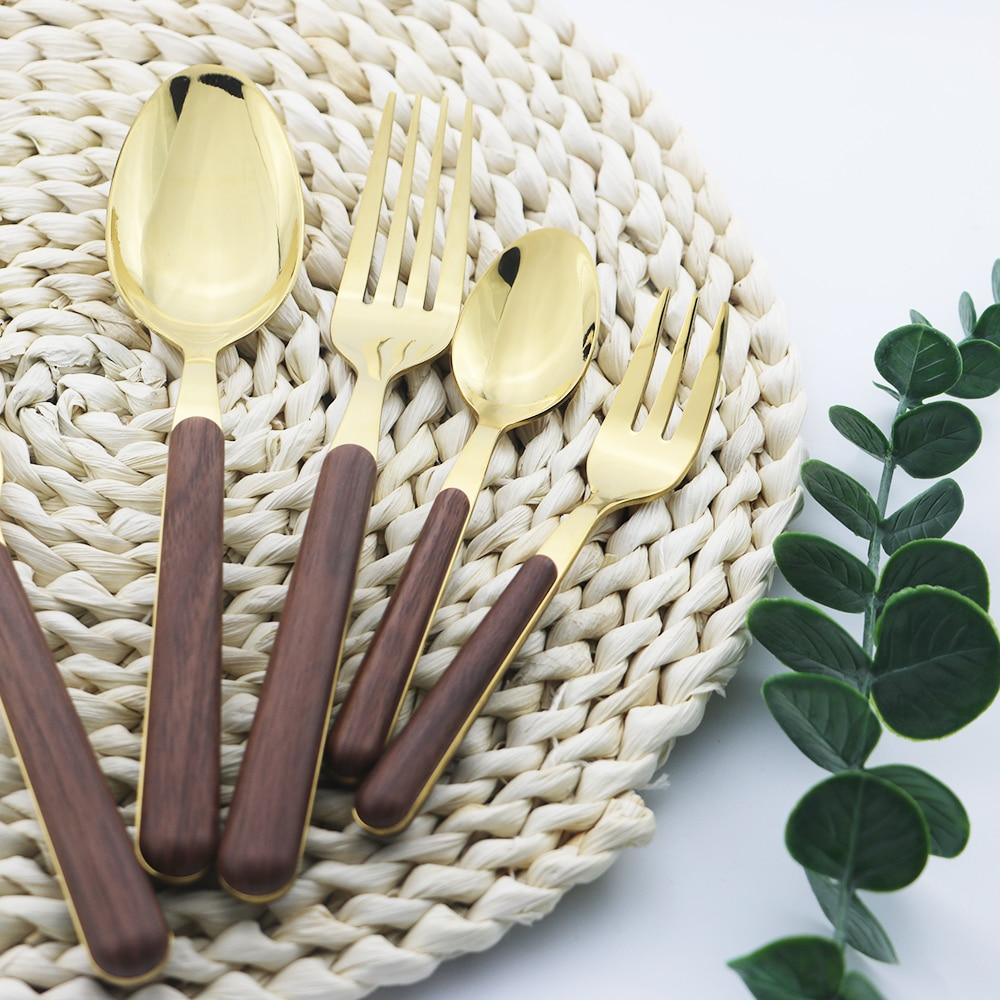 Gold Cutlery Set Stainless Steel Dinnerware Set Dinner Knife Fork Spoon Cake Fork Tableware Home Kitchen Flatware Silverware Set