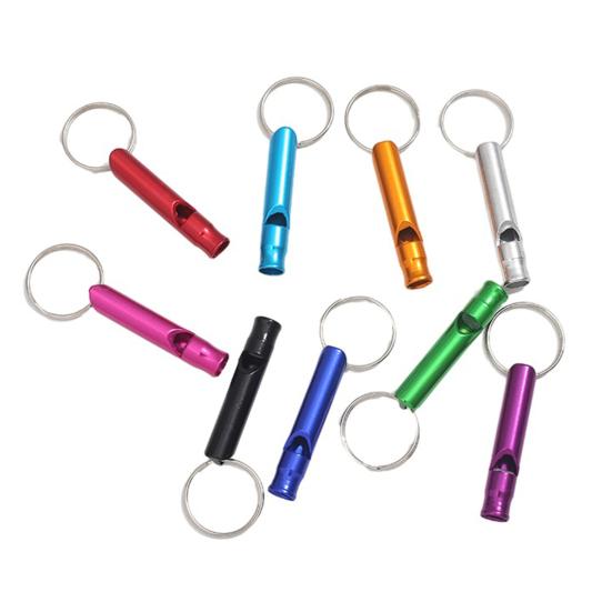10Pcs Emergency Whistles with Keychain Heavy Duty Aluminum Alloy Outdoor Camping Hiking Hunting Survival Sports Dog Training Whistle with Key Ring