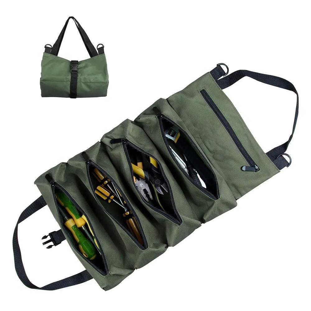 

1Pcs Canvas Toolkit Storage Bag Portable Wrench Tool Organizer Bucket Car Automotive Motorcycle Green