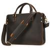 Vintage Cowhide Briefcase 14 Inch Laptop Business Commuter Handbag Crossbody Shoulder Bag Genuine Leather Work Bag for Men