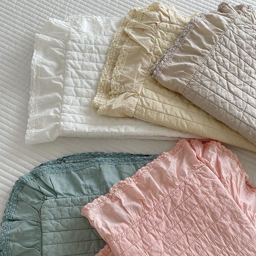 Sand Washed Cotton Quilted Bedspread Bedding Set 3pcs - Ruffle Design, Natural Plant Dyed Lightweight Summer Quilt for Home Deco