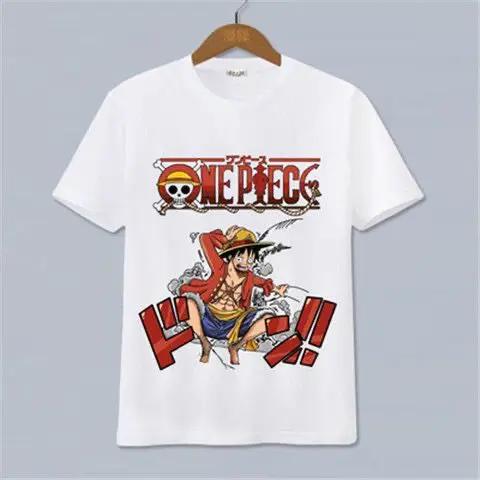 ONE PIECE Anime Peripheral Clothes Shortsleeved Unisexs and Womens Cartoon Tshirt Y2K Cotton Print Tee Harajuku Streetwear Tops M