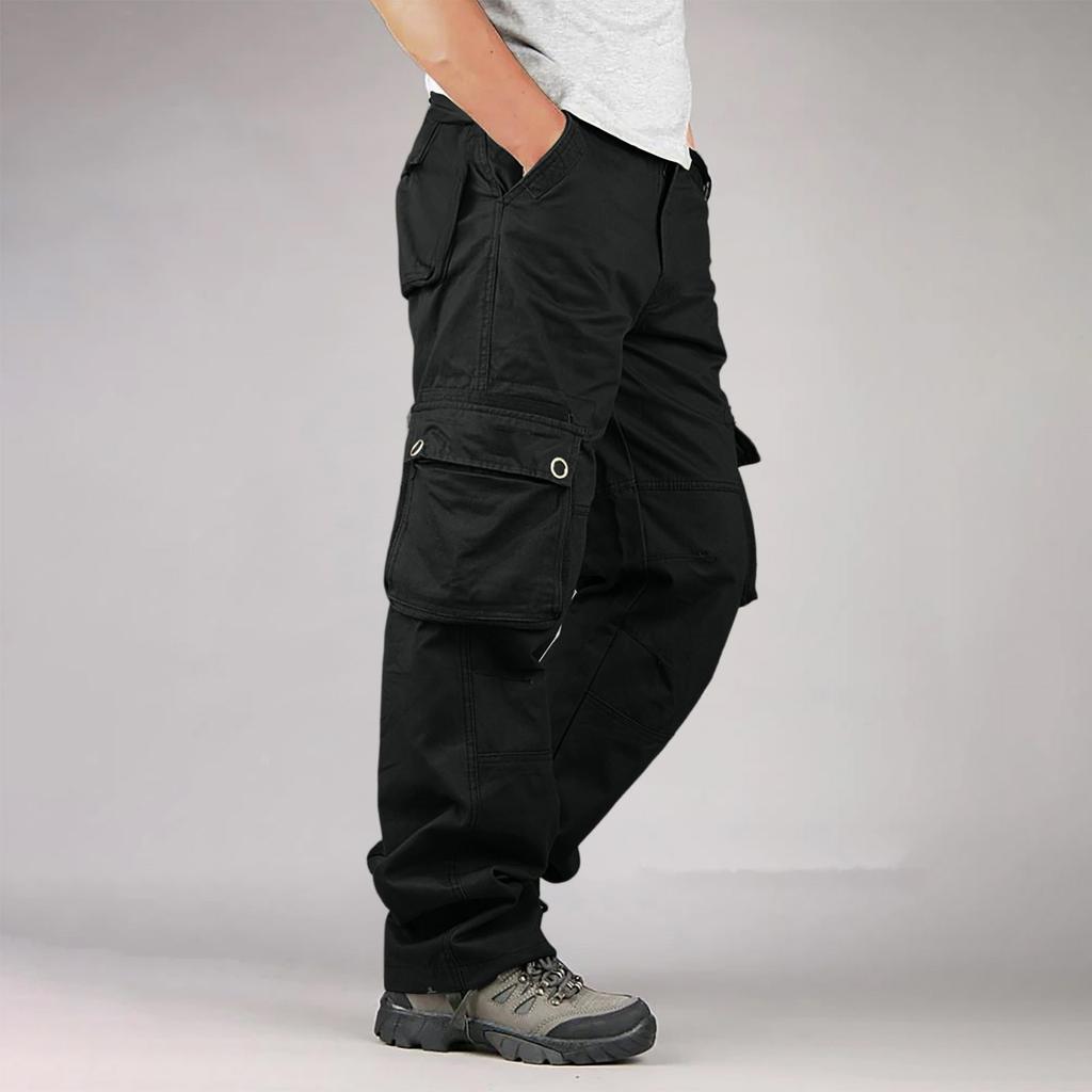 Men's Loose Casual Multi-pocket Work Pants,  Waist Drawstring  Pants