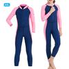 Children One Piece Diving Suit Long Sleeve Fast Dry Swimwear Snorkeling Wetsuit(female Dark Blue XXL)