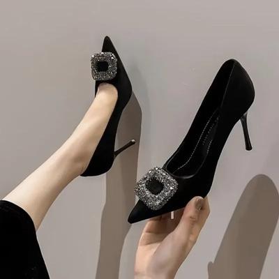 Fashion French Niche High-end Single Shoe Women's 2024 Spring/summer/autumn New Slim Heeled Pointed Style High Heels