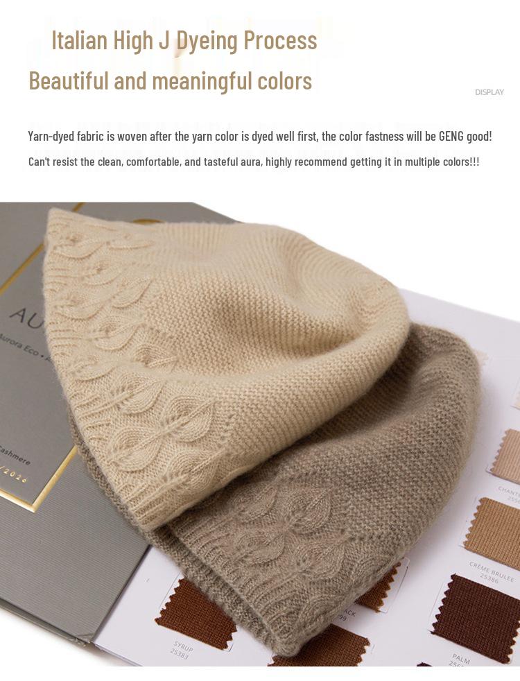 Autumn/Winter 100% Cashmere Velvet-Lined Wool Knit Hat