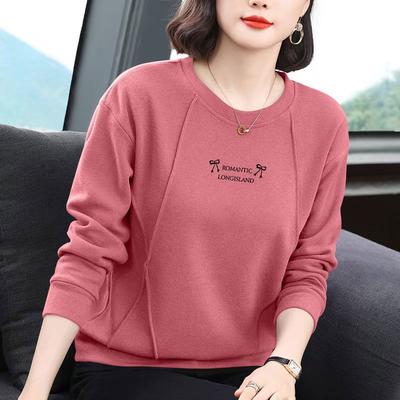 Spring Autumn Women's Clothing Round Neck  Pullover Lantern Long Sleeve Letter   Fashionable Korean Tops