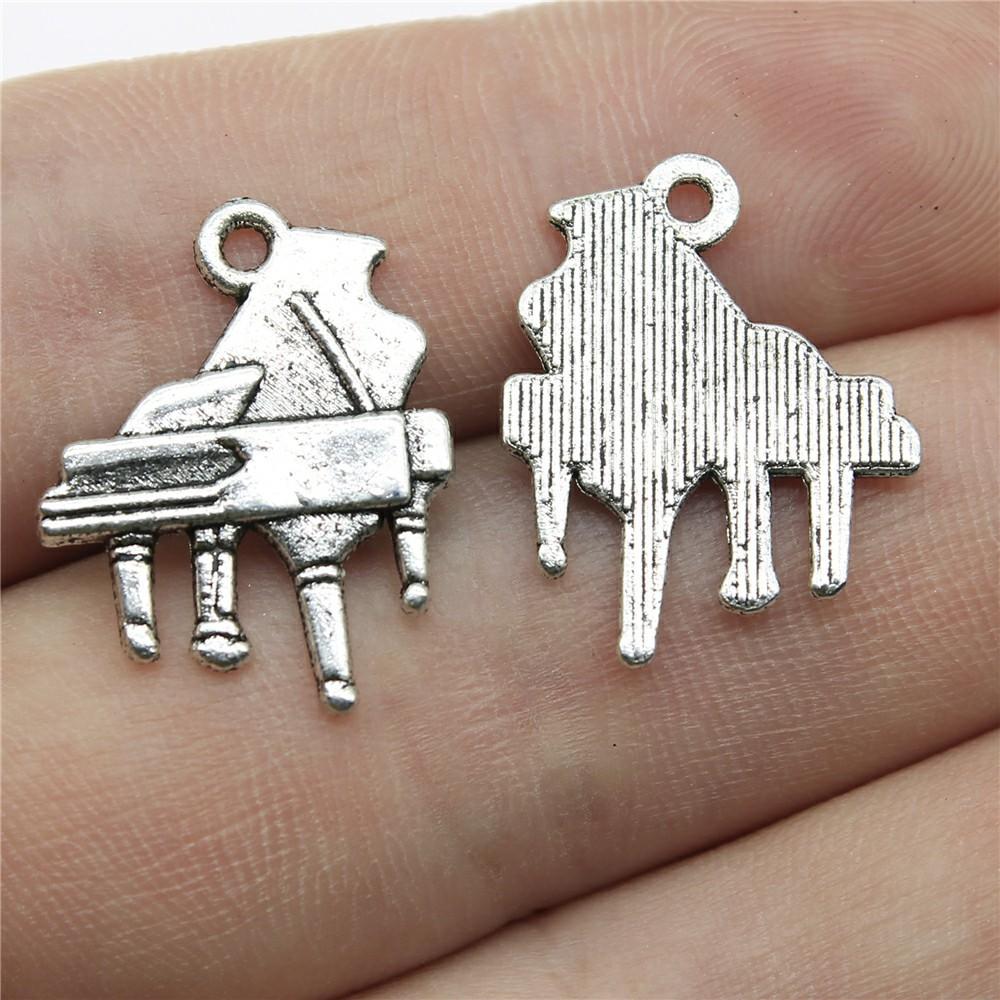 10pcs Musical Instrument Charms Antique Silver Color Guitar Microphone Violin French Horn Charms For Jewelry Making