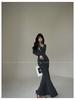 Butterfly Dream Woven Sequin Slim-Fit Mermaid Dress - Women's French Style Knit for Spring/Autumn