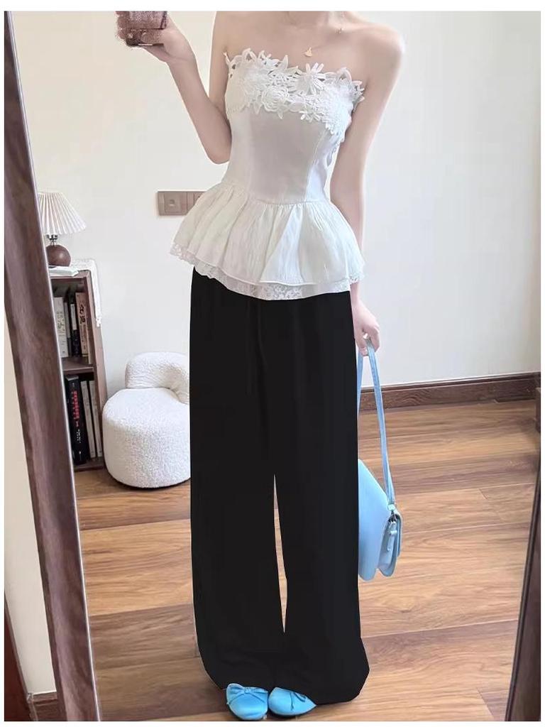 Women's White Cotton Linen Wide-Leg Pants - Slimming, Lightweight, Ice Silk, Casual Spring/Summer 2026