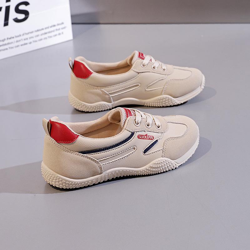 Leather white shoes women's shoes 2025 new spring and summer versatile shallow mouth single shoes soft sole sports and leisure board shoes K1510