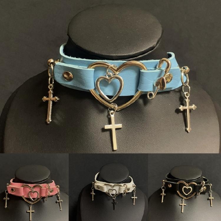Δερμάτινο Κολιέ με Σταυρό Κολιέ Choker Σταυρός για Γυναίκες