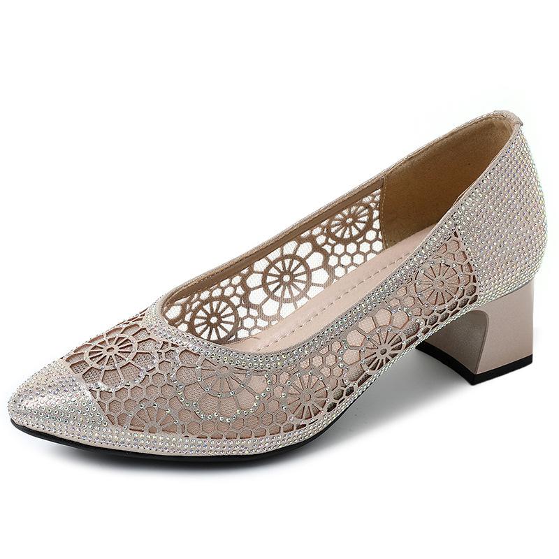 

Мода GKTINOO Кружево Сексуальный Острый Носок Женская Обувь Лето 2025 Дизайнер Средний Каблук Мелкие Зрелые Платье Женская Обувь Туфли Mujer Zapatos 11