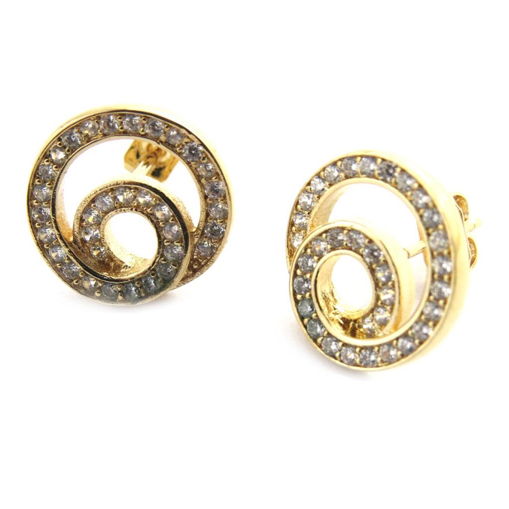 Les Trésors De Lily [M8913] - Pozlacené náušnice 'Sissi', bílé zlato - 14x13 mm