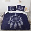 Dream Catcher Duvet Cover Set Colourful Feather Red Flower Romantic Theme Comforter Cover King Full Size for Kid with Pillowcase