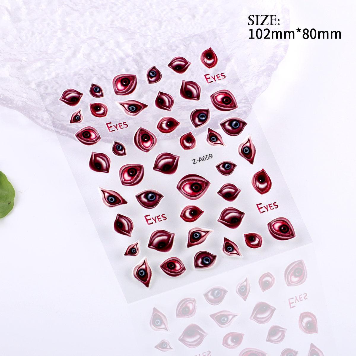 

5D Embossed Nail Art Sticker Halloween Cartoon Spider Web Ghost Pumpkin Lantern Nail Adhesive Sticker Z-A659