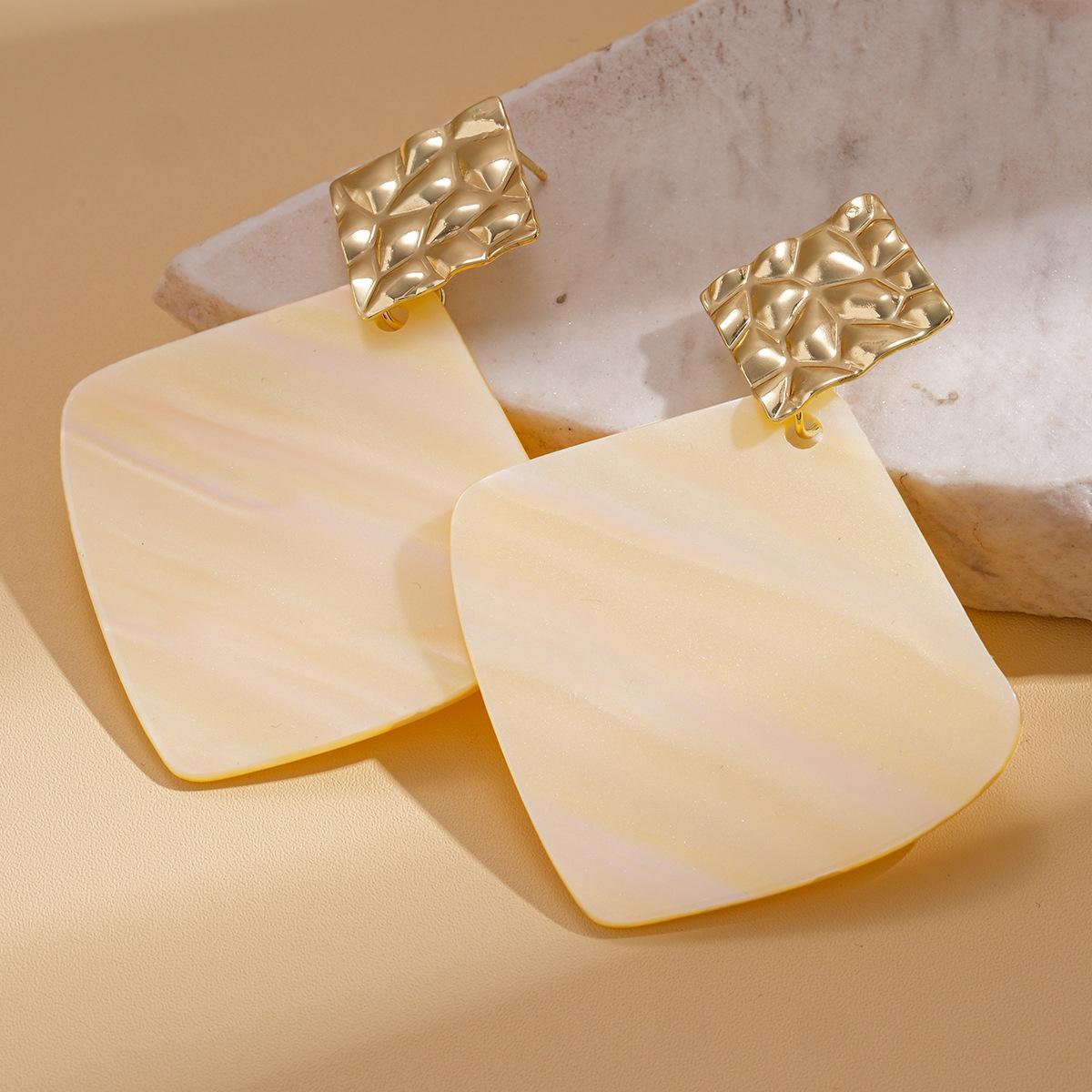 Pleated Geometric Rhombus Pattern Earrings, Simple and High-end Earrings