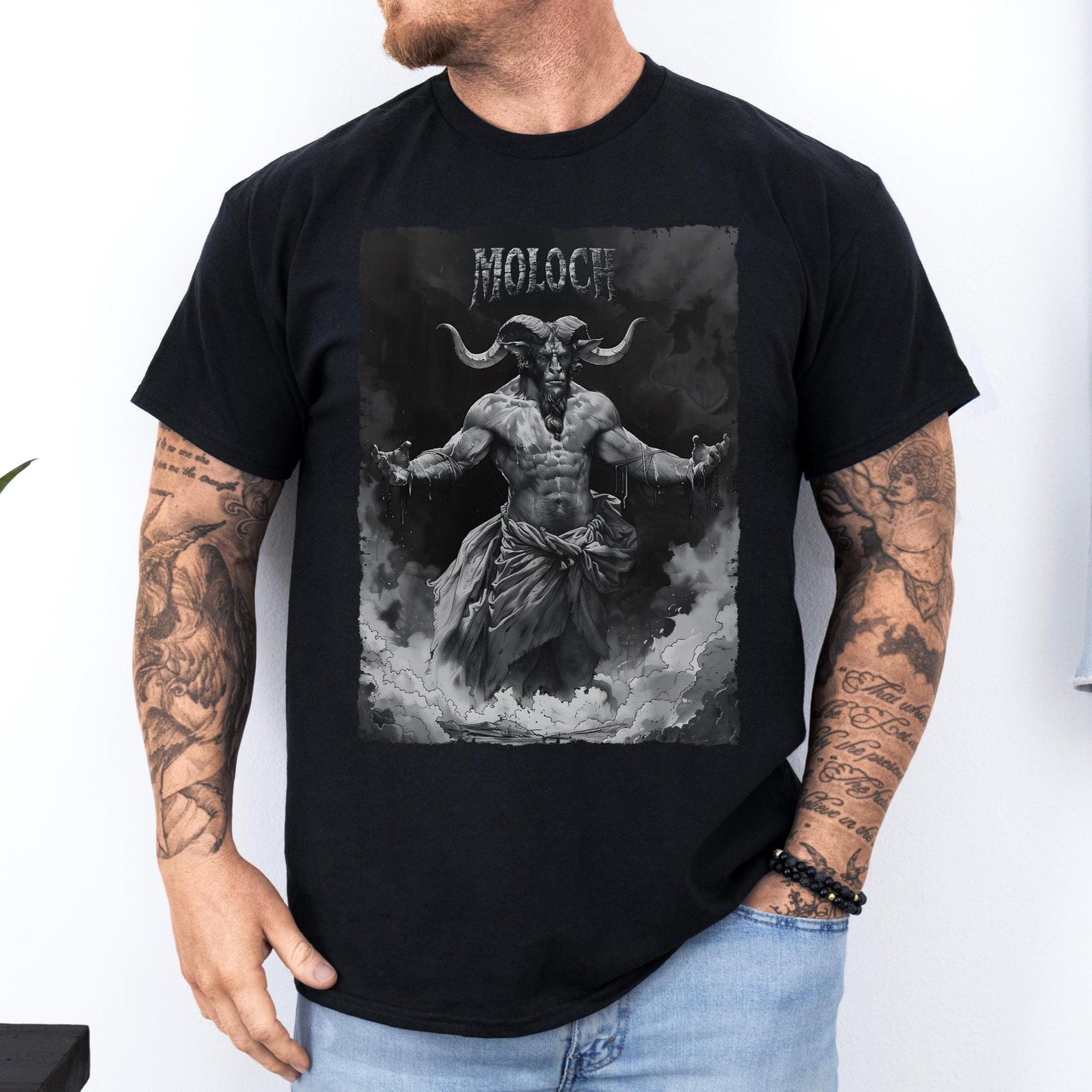 Moloch T Shirt: Dark Mythology Unisex Tee | Occult Art Gothic Shirt 2XL