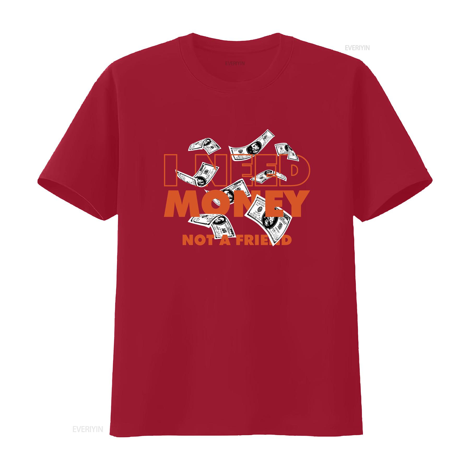 

I Need Money T Shirt Bold StatemenT with Flying Dollar Bills Design in Orange White vintage Washed Slightly Unisex Stylish S
