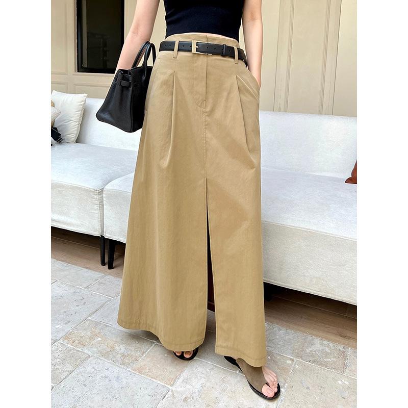 Elegant Vintage-Style Breathable Vest & High-Waist A-Line Slit Skirt Set