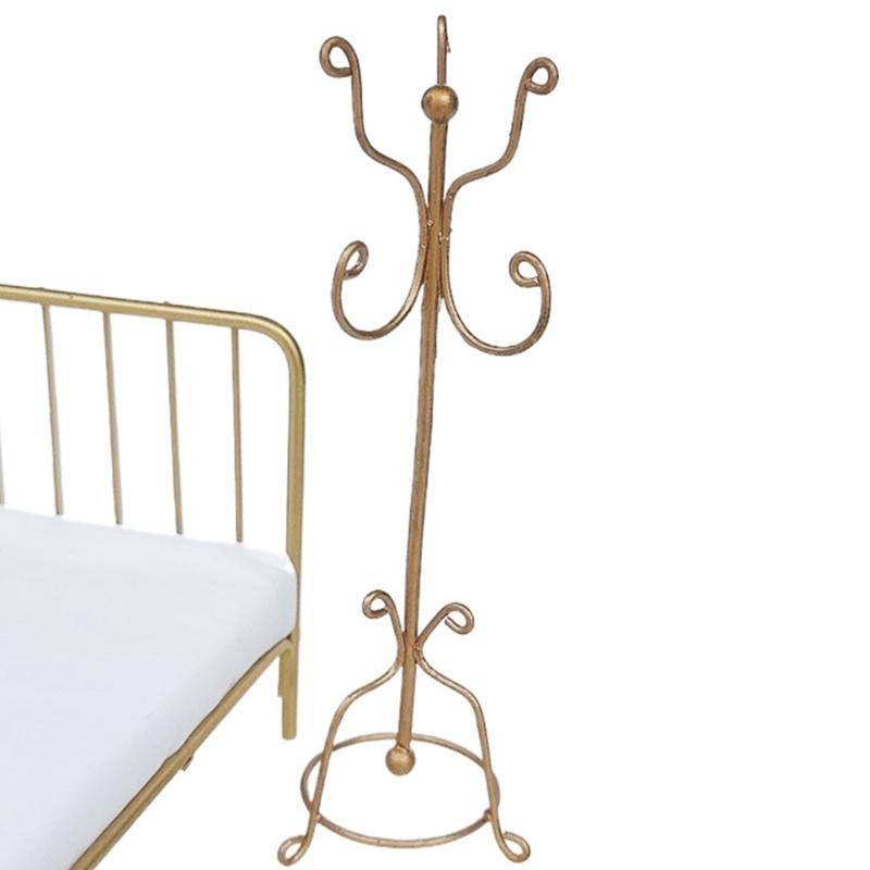 Easy Assembly Dollhouses Clothes Hanger Retro Iron Design Coat Rack For 1/12 Scale Miniature Bedroom Display Decoration