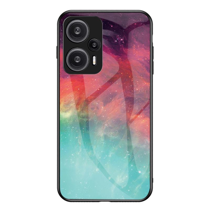 

For Xiaomi Redmi Note 12 Turbo/Poco F5 5G Phone Case Pattern Printed PC+TPU+Tempered Glass Phone Cover Color Starry Sky