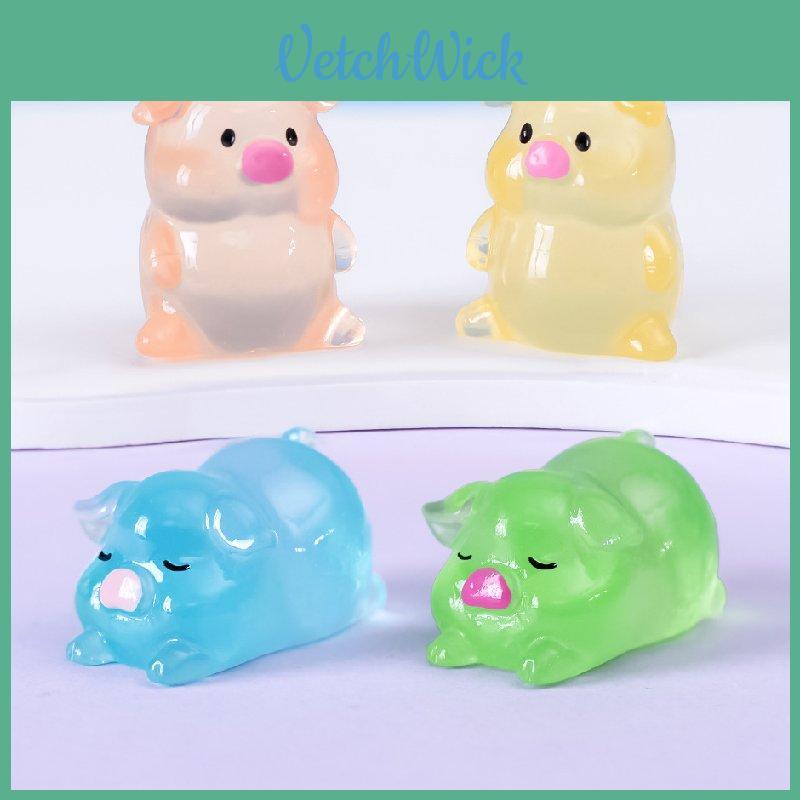 Adorable Glow-in-the-dark Pig Figurine Resin Craft For Diy Decor And Desktop Accents