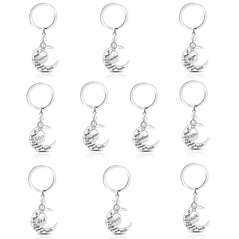 1pcs Grandpa/Son I Love you to the moon and back Key Ring Keyring Xmas Gift Silver