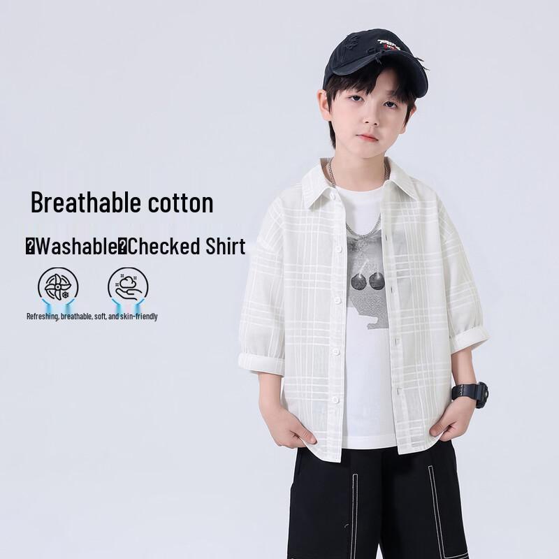 YOYO Tale Boys  Summer Jacquard Cotton Shirt 120 белый