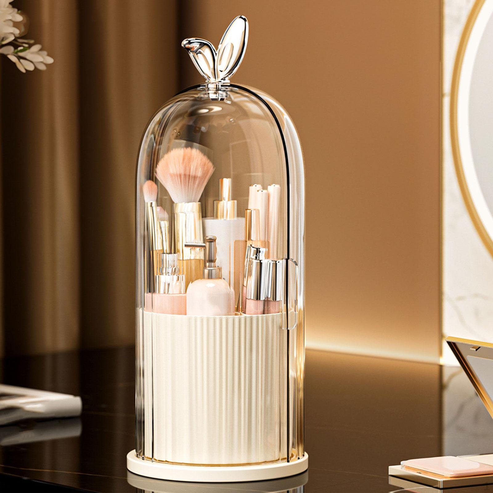 

Держатель для кистей для макияжа, органайзер для косметики с крышкой, настольное хранилище для гостиной кремовый