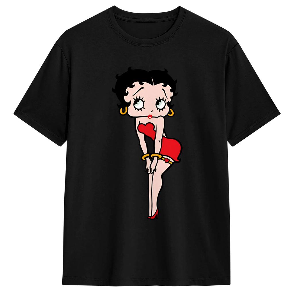 Oversized TShirt Summer Bettys Boop Hip Hop TShirts Cotton Tee Shirt for Unisexs YK Funny Short Sleeve Tees