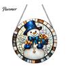 Colorful Acrylic Window Decorations Christmas 2D Hanging Ornaments, Stained Glass Style Snowman Santa Snowflake Suncatcher for Hanger with Chain,