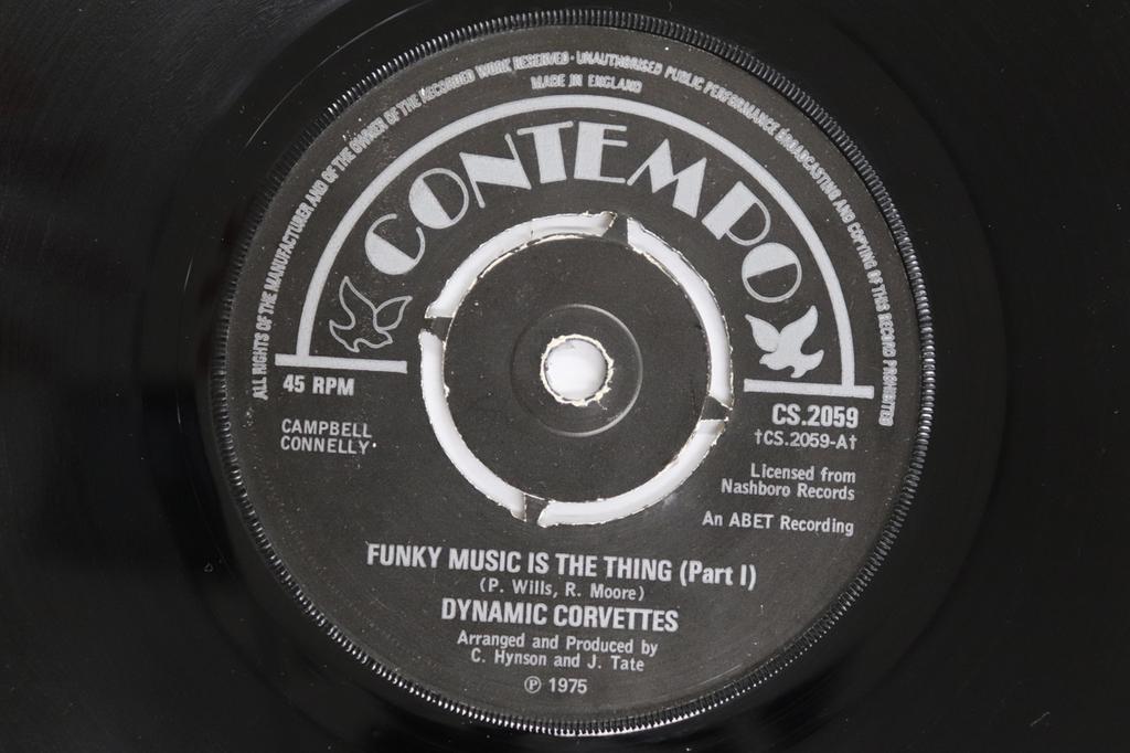 7inch Record DYNAMIC CORVETTES - Funky Music Is The Thing CS2059 Contempo 1975 UK Soul/Funk Used