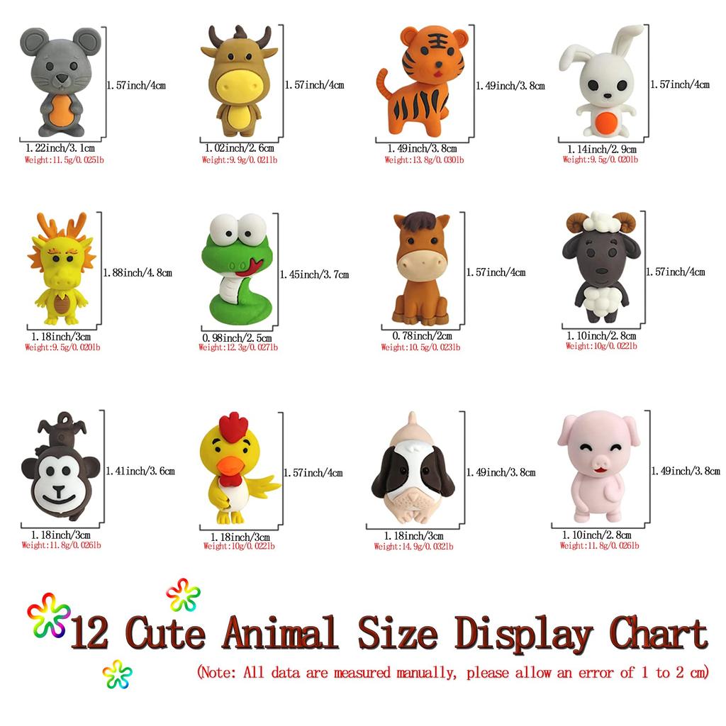 Ranvi Bulk Pack of Animal Erasers for Pencil Puzzle Mini Novelty Erasers for Classroom Party Game and School Supplies 24-Piece Kids, Erasers, Erasers,