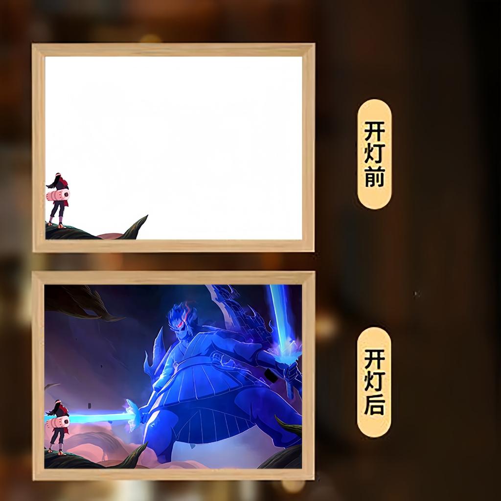 23cm/9.06in Naruto Painting Atmosphere Lights Anime Figure Peripherals Lamp Bedroom Desk Cartoon Collectible Display Funny Gifts