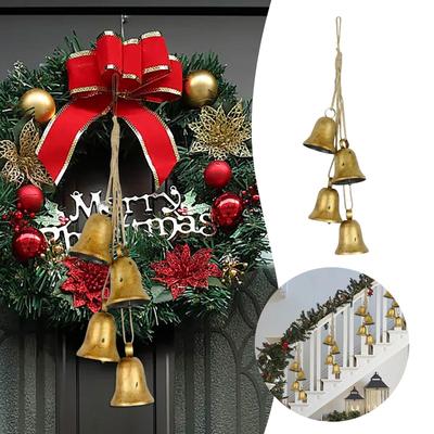 Christmas Decor Bells Huangma Hanging Rope Metal Decorative Bull Bells 4 Piece Set Of Harmonious Bells Vintage Cute Ornament