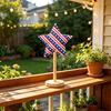 6 Pcs 4th of July Star Ornaments for Tiered Tray Decor, Patriotic Stuffed Fabric Star with Stand, American Blue
