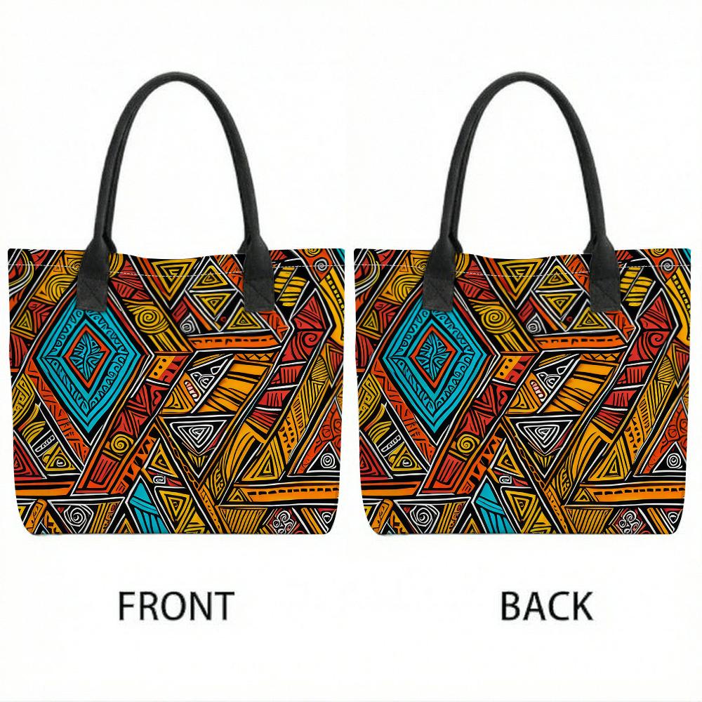 African Tribal Pattern Tote Bag Fashion Large Capacity Canvas Shoulder Bag for Daily Use